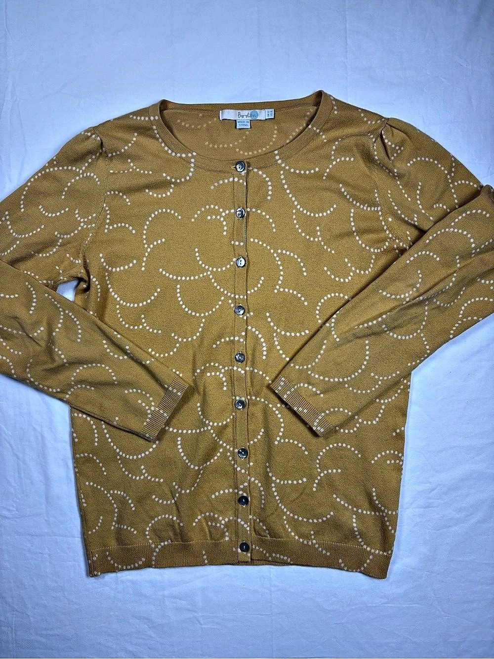 boden Patterned Cardigan in Brown & White Size Small